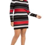 Planet Gold  (FLAW) 2X Black Red Silver White Color Block Body Con Sweate… Photo 0