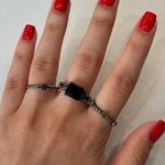 Set of 3 Rings Gunmetal Black Stone Photo 0