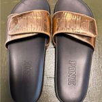 PINK - Victoria's Secret PINK Metallic Slide Sandals Photo 0