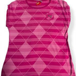 Puma  Women’s Ruched T Shirt Pink‎ Striped Short Sleeve Size Medium NWOT Photo 0