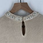 Endless Rose  Metallic Gold‎ Stretch Jersey Liquid Knit Embellished Neck Top M Photo 7