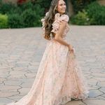 Mac Duggal Pink Floral Chiffon Ruffle Gown Photo 3