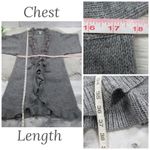 SISTERS Gray Knit Long Sweater Duster Wool Blend Faux Fur Trim Women’s Size XL Photo 8