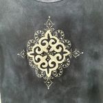 Suzie In The City Navy Blue Tie Dye White Cross Center Design Vtg Y2K Top Medium Photo 6