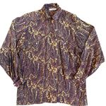 Vintage Escada Silk Blouse Margaretha Ley Top Paisley Print Size 38 Button Front Purple Photo 13
