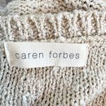 Caren Forbes Knit Sweater V-Neck Pullover Diamond Pattern Beige S Bohemian Boho Photo 8