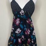 Forever 21 Black Flowy Boho Strappy Dress Sz Small Pink Teal Low Back Photo 0