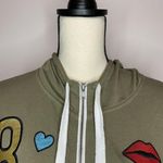 Miss Chievous  Sz Medium Full-Zip Hoodie Jacket Taupe Embroidered Photo 1