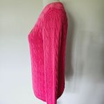 Ralph Lauren Fuchsia & Lime Cable Knit Cotton Crewneck Sweater Size Medium Photo 3