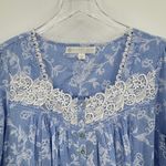 Eileen West ballet nightgown women's small blue floral embroidered button front Photo 2
