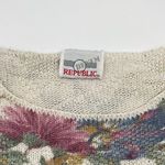 Vintage Floral Sweater Women Cotton Polyester Pullover Cottage Retro Casual Twee White Size M Photo 11