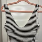 Lulus Striped Ribbed Scoop Bodysuit in Black & Cream size Small Photo 1