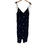 Topshop Navy Star Print Midi Slip Dress size 8 Tie Straps Button Front V Neck Photo 1