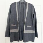 J. McLaughlin  100% Merino Wool Open Cardigan Contrast Monochrome Grey Gray Photo 0