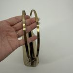 Vintage Beige Leather Top Handle Bag Metal Handbag Classic Photo 1