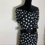 City Streets Off-the-Shoulder Pokadot Sheath Dress Photo 2