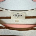 Sézane Sezane Colette Mariniere Striped Cotton Long Sleeve Shirt Ecru Camel Size Small Photo 5
