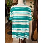 Coral Bay Striped Short Sleeve Top – Green, White & Cream Size XL Green Photo 2