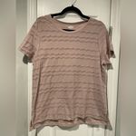 Old Navy  Pink Mauve Textured Wave Stripe Short Sleeve Everywear Tee Shirt Size L Photo 0