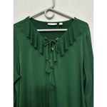 Susan Graver  Women’s Top Size XL Kelly Green Liquid Knit Ruffle Neck Office Work Photo 2