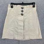 Free People Women's Paper Bag Skirt Size 6 Mini Beige Button Front Cotton Photo 0