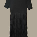 Calvin Klein  Gray Knit Short Sleeve Tier Turtleneck Dress Ruffle Bottom Trendy # Photo 0