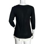 White House | Black Market Sweater Women XS Black White Embroidered Stripe Neutral Photo 2