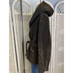 Banana Republic Brown Suede Hooded Jacket XL Tie Waist Leather AS IS Photo 5
