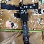 Owl Print Pleated Brown Mini Skirt w Pockets Removable Silver Chain Belt by Lily Size L Photo 10