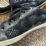 TAOS Freedom Suede black metallic silver shimmer studded sneakers size 8.5 Photo 6