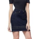 Good American New  The Lace Up Mini Skirt Dark Wash Blue Denim Size 4/27 Photo 3