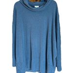 Garnet Hill  Sweatshirt Tunic Women's XL Cowl Neck 3/4 Sleeve Pullover Blue Cozy Photo 0
