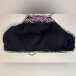 Victoria's Secret Y2K Bikini High Neck Black Embroidered Strappy Swim Top Size M Photo 4