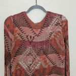 Blu Pepper Lace Up Aztec Print Womens Size S Western Boho Long Sleeves Red Brown Photo 4
