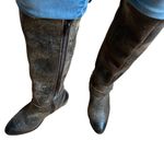 Diba True Brown Distressed Leather Flower Child Harness Riding Boots Photo 2