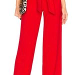 Revolve X  Pants Women Small red Jordayn Tie Waist Split Ankle Pants Photo 0