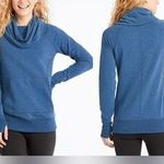 L.L.Bean Sweater Blue Cozy Pullover Slouchy Turtleneck Casual Pocket, Sz L Photo 1