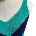 Vintage Robbie Len waffle knit Chevron leotard swimsuit size S/M Blue Photo 1