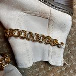 Olivia Miller  Womens Beige Platform Chunky Heel Faux Suede Boots Chain Zip 10 Photo 3