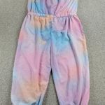 Thread Story Womens Capri Strapless Jumpsuit 2X Pink Blue Tie Dye Rainbow NEW Photo 1