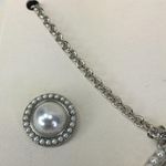 kim rogers New  Necklace & Earring set pearl teardrop round 20" silver tone chain Photo 3