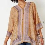 J.Jill 💕💕 Mixed-print Two-way Poncho ~ Light Tigers Eye Paisley One Size NWT Photo 1