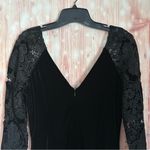 Badgley Mischka  Black Velvet Deep V Neck Lace Long Sleeve Cocktails Dress Size 4 Photo 10