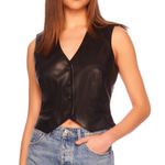 Susana Monaco Faux Leather Black Vest Size Small NWT Photo 0