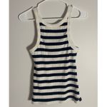 MOTHER The Chin Ups Striped Cotton Stretch Tank Top Medium White Photo 2