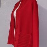 Hedy Knits vintage red knit open blazer jacket Size L Photo 5
