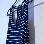 Athleta  Striped Ruched Ponte Racerback Navy & White Tank Dress Women's Size MP Photo 2