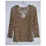 Carmen Marc Valvo Carmen Marc Vavlvo Tan 2Pc Crochet With Sparkly Beads Tank Top & Cardigan XL Photo 2