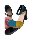 Fashion NVX multi color suade strap sandal heels yellow green red size 6.5 (230) Gold Photo 3