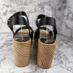 Intentionally Black Womens Twin Clog Platform Sandal Size 8 Black Leather Wood Photo 3